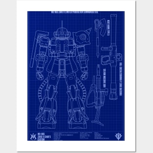 Zaku II Blueprint Posters and Art